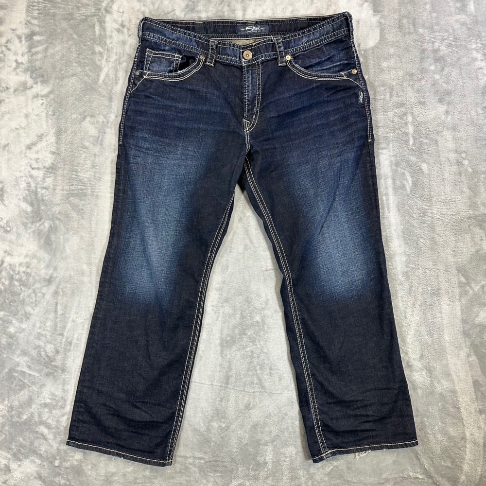 Silver Jeans‎ Gordie Relaxed Straight Jeans Mens Size 38x30 Blue Dark Wash
